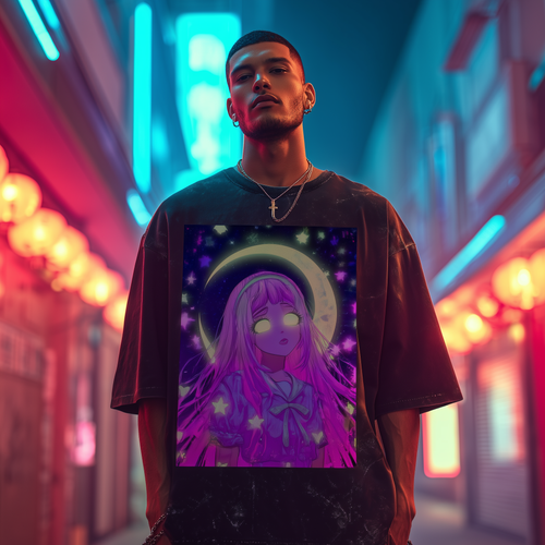 LUNAR GAZE – Unisex Acid Wash Oversized Tee