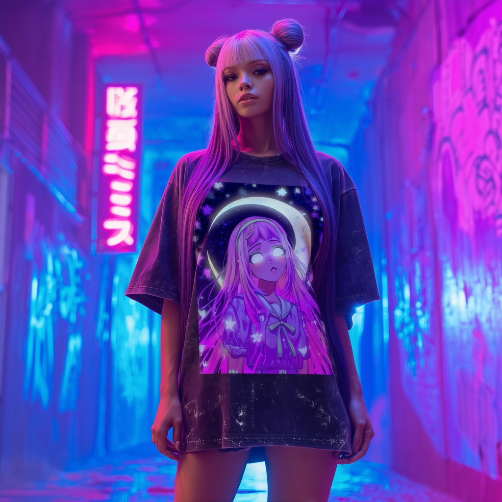LUNAR GAZE – Unisex Acid Wash Oversized Tee