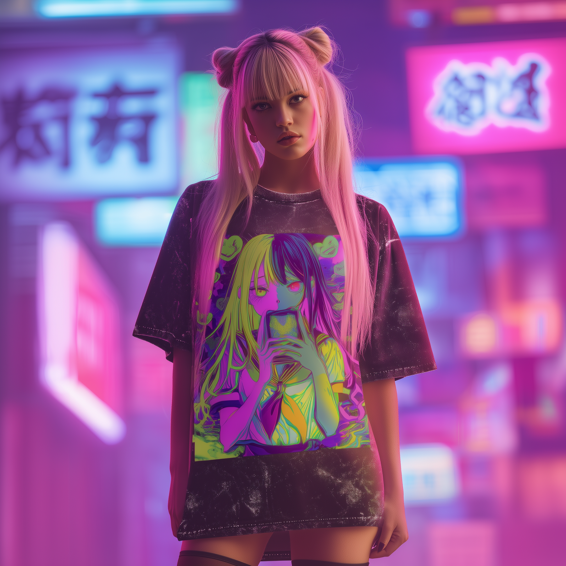 Split Soul Siren – Unisex Acid Wash Oversized Tee