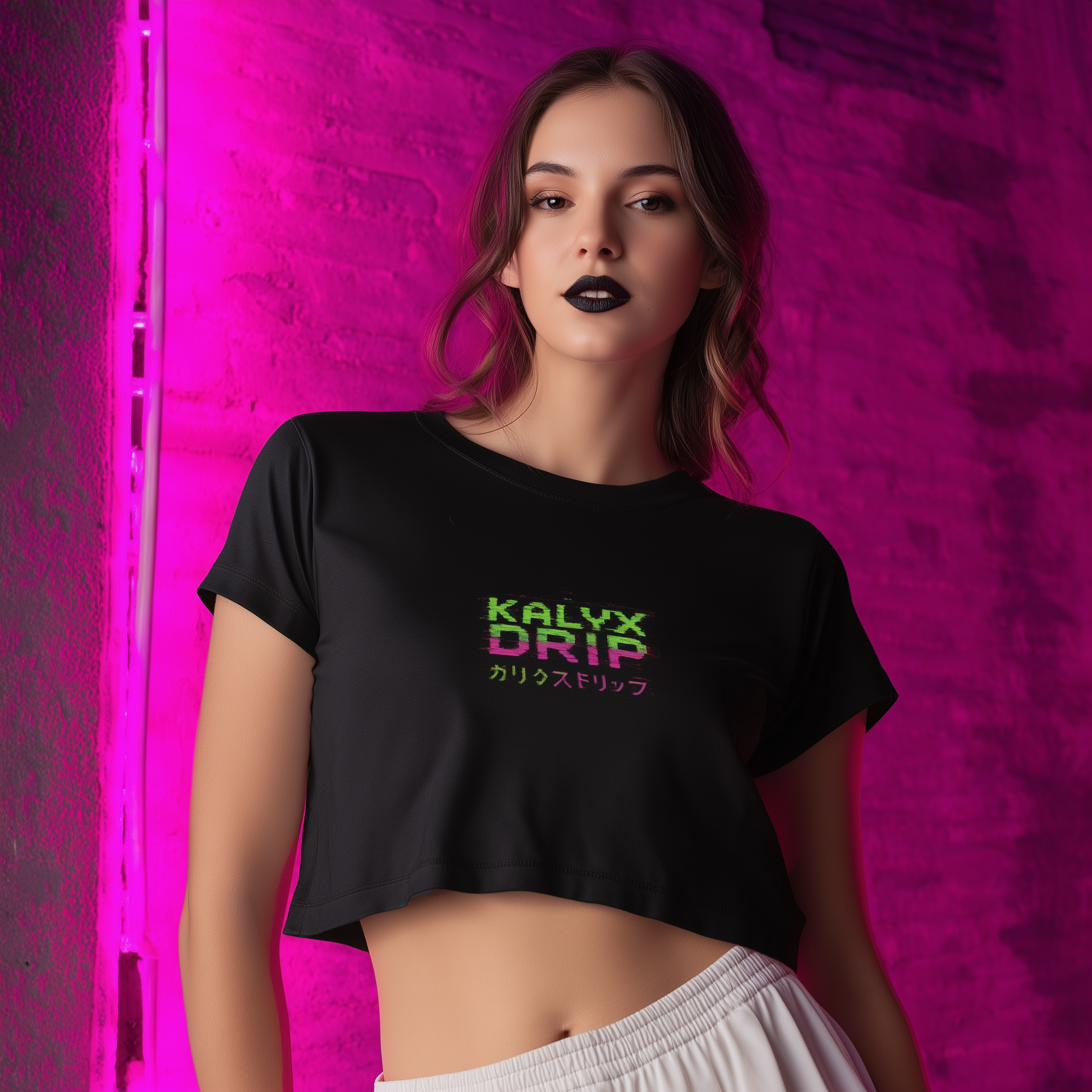 💗 KALYX GLITCH LOGO – Women's Fitted Crop Top