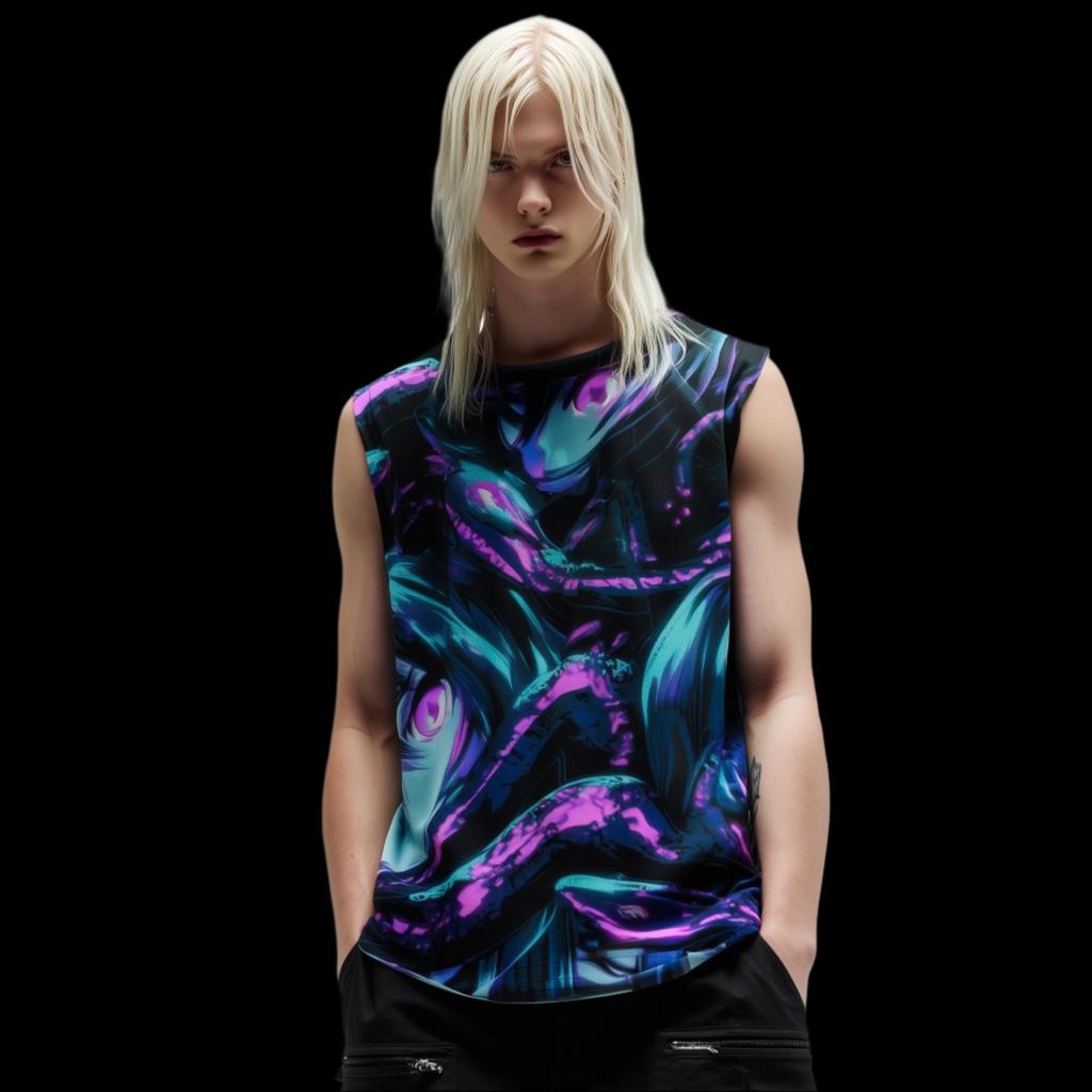 Neon Serpent Unisex Anime Sleeveless Tee